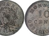 a close up of a coin on a white background
