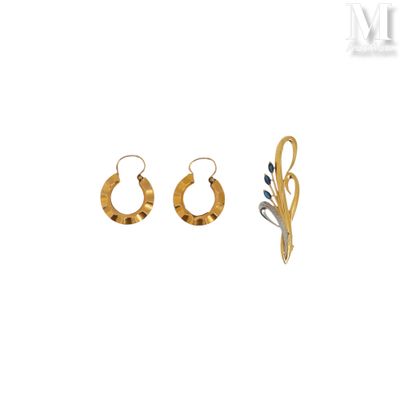 two pairs of earrings and a hair clip on a white background