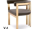 a picture of a chair with a black seat and a gold frame