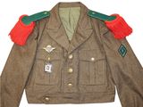 an image of a military jacket with two red and green tassels