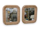 pair of antique french carved wood mirrors with beveled edges