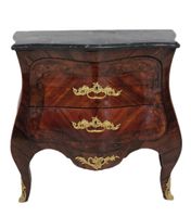 Commode galbée en bois de placage à décor floral marqueté, o… (photo 2)