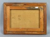an old wooden picture frame with a piece of paper in it