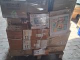a stack of boxes sitting on a pallet in a warehouse