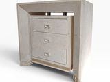 an image of a white chest of drawers on a white background