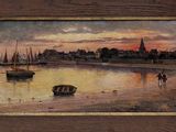 une image d'une peinture de bateaux sur l'eau