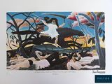 une photo d'un tableau représentant une femme à cheval
