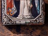 a picture of a painting on a wooden wall