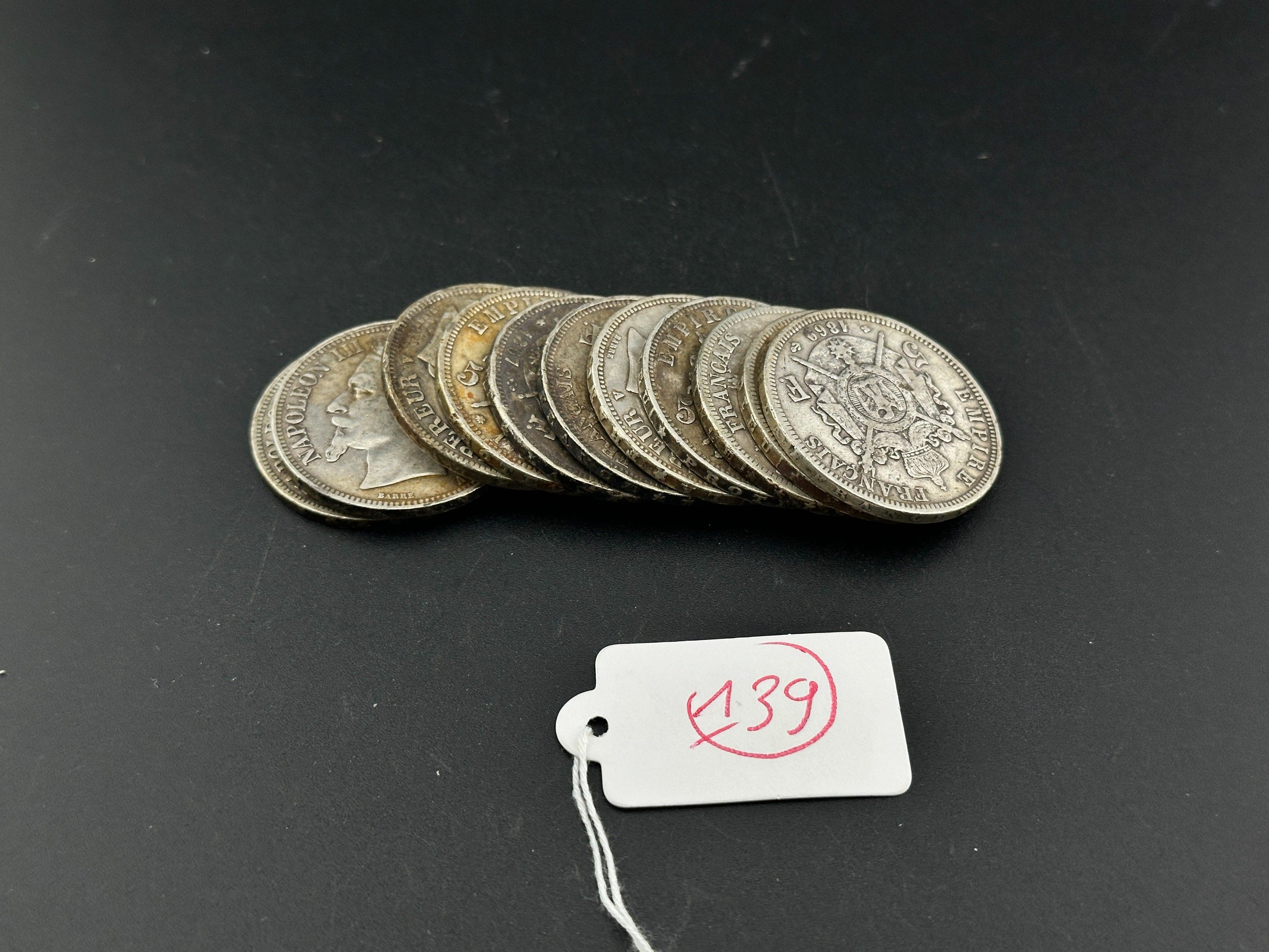 11 monnaie Napoléon de 5 Francs argent.
