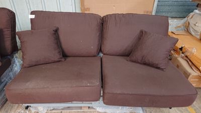 Canapé 3 places convertible MADERE incomplet, tissu marron -…