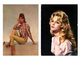 two pictures of a woman sitting on the floor and a picture of a woman sitting on the floor