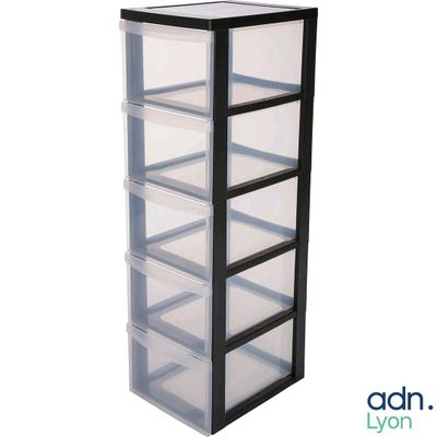 une photo d'un meuble de rangement haut, noir et transparent