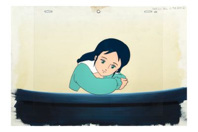 dessin représentant une femme appuyée contre un mur, le bras sur la poitrine