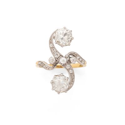 Bague “Toi & Moi” Diamants taille ancienne et diamants taill…