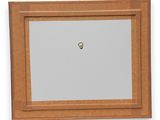 an image of a picture of a wooden frame with a small button