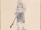 dessin représentant un homme avec une batte de baseball et une casquette