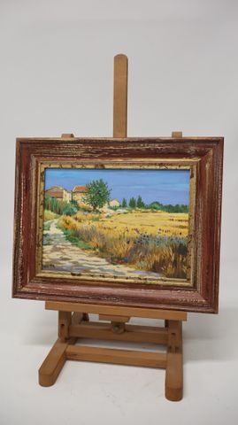GILI PM. « Champs de Blé ». Huile sur toile. Signée en bas à droi...