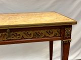 an image of a wooden table with a marble top
