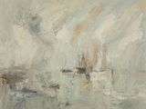 peinture représentant une peinture d'un bateau sur un plan d'eau