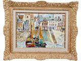une image d'une peinture de bateaux sur l'eau