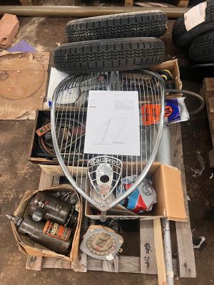 a pile of assorted items sitting on a pallet