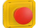 a red button on a yellow button on a white background