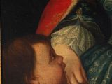 a painting of a woman holding a child in her lap