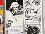 two pages of comic books on a table