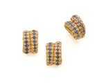 a set of three sapphire and diamond ear clips