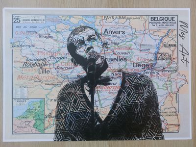 an image of a drawing of a person on a map