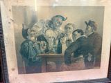 painting of a group of men sitting around a table drinking beer