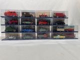 a lot of toy cars that are in a display case