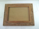 an old wooden picture frame with a brown background and a white background