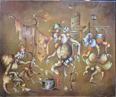 une image représentant un tableau où l'on voit un groupe de personnes avec des casseroles et des poêles