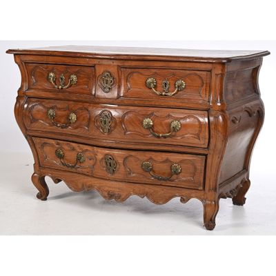 COMMODE DE PORT LOUIS XV de forme évasée en acajou massif mo… - Photo 1