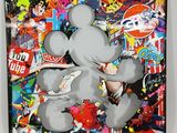 a picture of a mickey mouse collage on the wall