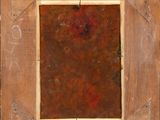 an image of a painting of a red flower in a wooden frame