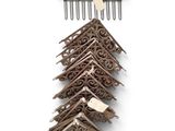 an image of a bunch of wooden birdhouses hanging on a wall