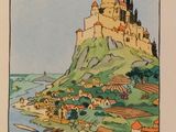 a drawing of a castle on top of a hill