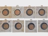 six different types of coins are shown on a piece of paper