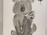 une photo d'un dessin représentant un koala sur une feuille de papier