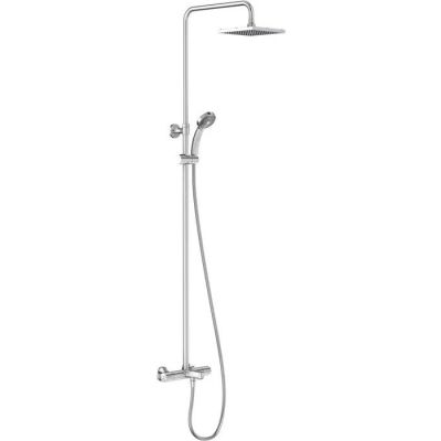 a close up of a shower head with a hand shower