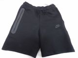 the nike shorts are black and have a grey stripe on the side of the shorts