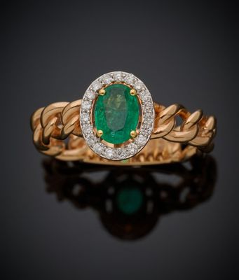bague ovale en émeraude et diamant