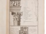 an old book with a drawing of a building on it