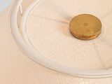 a lamp that has a gold button on it