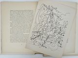 an open book with a drawing of a castle on top of it
