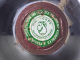 a close up of a wine bottle with a label on it
