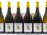 six bouteilles de vin sont alignées sur une table