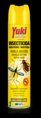 a bottle of insecticide on a black background